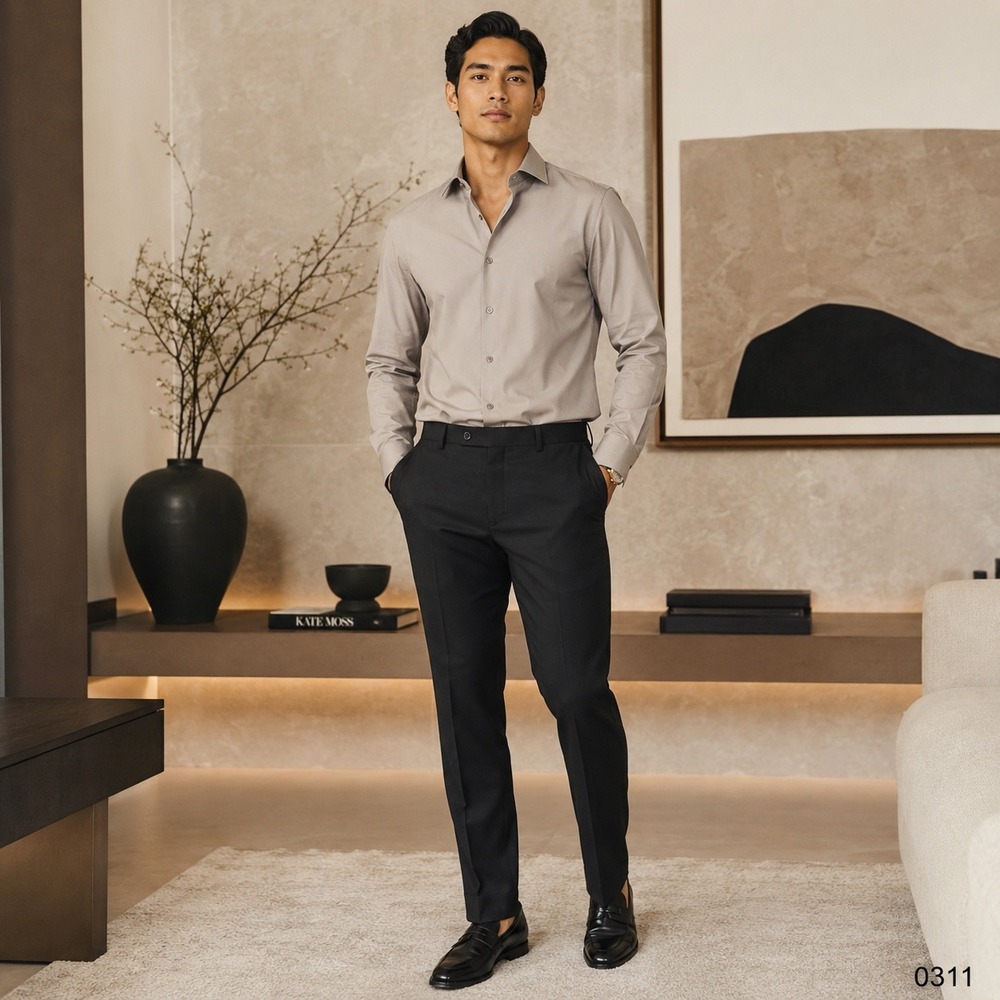 Mens Black Flat Front Slim Straight Leg Dress Pants 34x30 0311